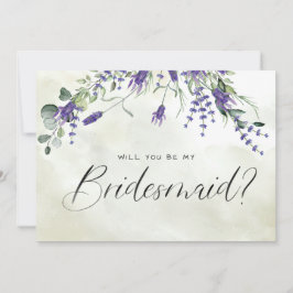 Lavender Floral Waterverf Script Bridesmaid Kaart