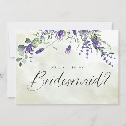 Lavender Floral Waterverf Script Bridesmaid Kaart (Voorkant)