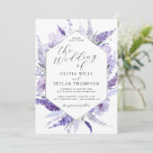 Lavender Floral Waterverf Silver Lijst Wedding Kaart (Staand voorkant)
