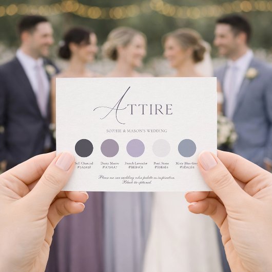 Lavender Floral Wedding Attire Card Kaart