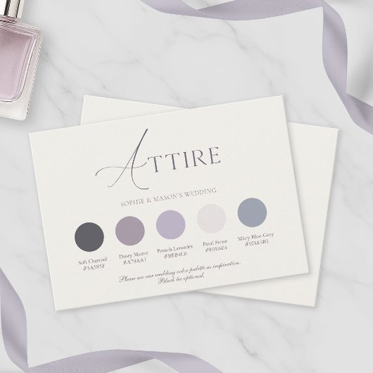 Lavender Floral Wedding Attire Card Kaart