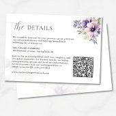 Lavender Floral Wedding Details Card QR Code Informatiekaartje
