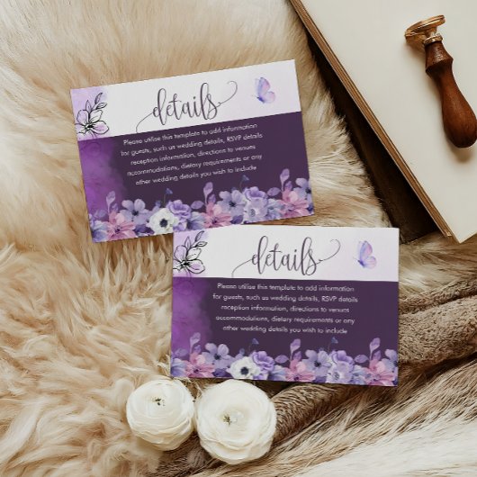 Lavender Floral Wedding Details Insert Informatiekaartje
