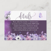 Lavender Floral Wedding Details Insert Informatiekaartje (Voorkant)