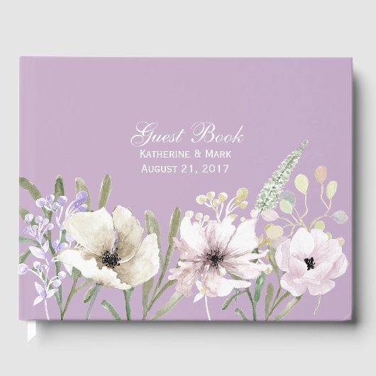 Lavender Floral Wedding Guest Book Gastenboek (Voorkant)