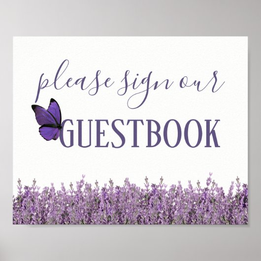 Lavender Floral Wedding Guestbook Poster (Voorkant)