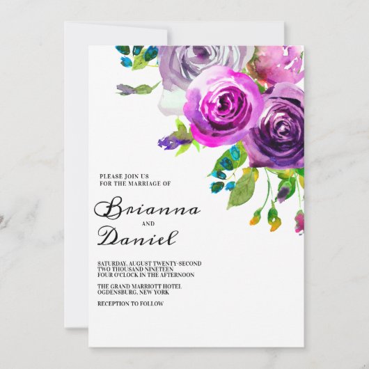 Lavender Floral Wedding Invitation Kaart (Voorkant)