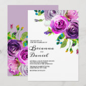 Lavender Floral Wedding Invitation Kaart (Voorkant / Achterkant)