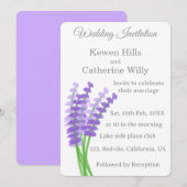 Lavender Floral Wedding Invitation Kaart (Voorkant / Achterkant)