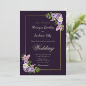 Lavender Floral Wedding Invitation Kaart (Staand voorkant)