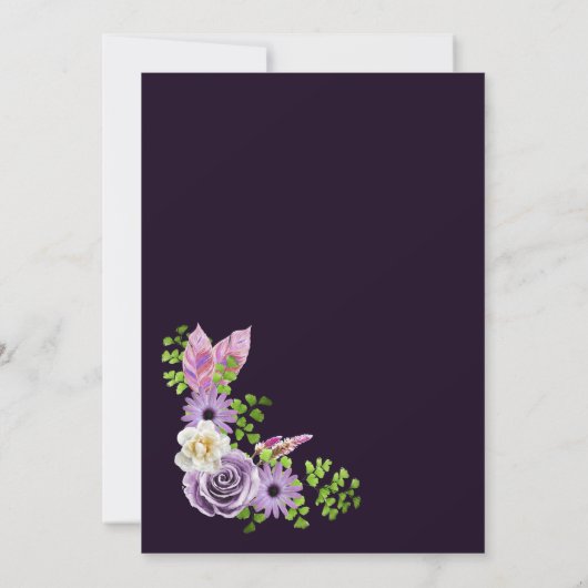 Lavender Floral Wedding Invitation Kaart (Achterkant)