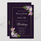 Lavender Floral Wedding Invitation Kaart (Voorkant / Achterkant)