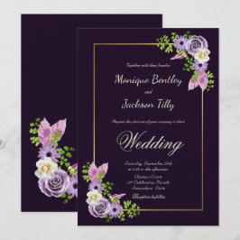 Lavender Floral Wedding Invitation Kaart