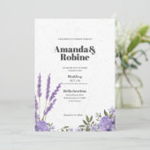 Lavender Floral Wedding Invitation Kaart (Staand voorkant)