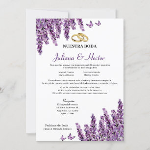 Lavender Floral Wedding Invitation Kaart