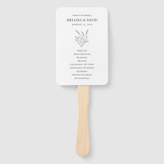 Lavender Floral Wedding Programme Fan Handwaaier (Voorkant)
