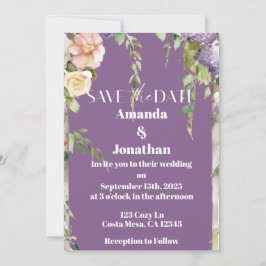 Lavender Floral Wedding Save the Date Kaart