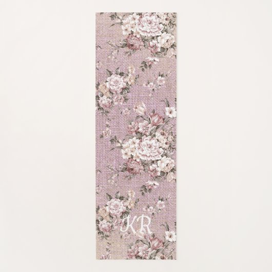  lavender Floral White Flowers Initialen Yogamat (Voorkant)