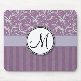 Lavender Floral Wisps & Stripes met monogram Muismat