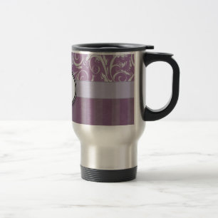 Lavender Floral Wisps & Stripes met monogram Reisbeker