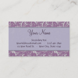 Lavender Floral Wisps & Stripes met monogram Visitekaartje