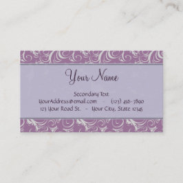 Lavender Floral Wisps & Stripes met monogram Visitekaartje