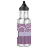 Lavender Floral Wisps & Stripes met monogram Waterfles (Rechts)