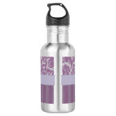 Lavender Floral Wisps & Stripes met monogram Waterfles (Achterkant)