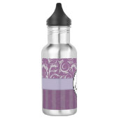Lavender Floral Wisps & Stripes met monogram Waterfles (Links)