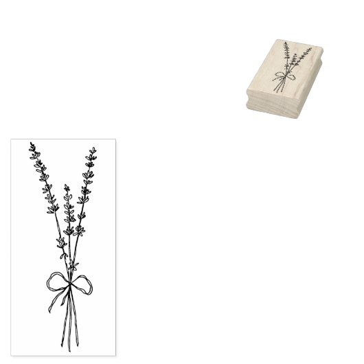 Lavender Floral Wood Art Stamp Rubberstempel (Gestempeld)