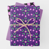 Lavender Floral Wrapping Paper Sheets (In situ)