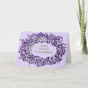 Lavender Floral Wreath for Loss of Grandmoeder Kaart