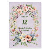 Lavender Floral Wreath Wedding Table Kaart Number (Voorkant)
