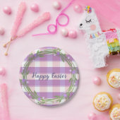 Lavender Floral Wreatroze Check Custom Easter Papieren Bordje (Feest)