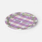 Lavender Floral Wreatroze Check Custom Easter Papieren Bordje (Gekanteld)