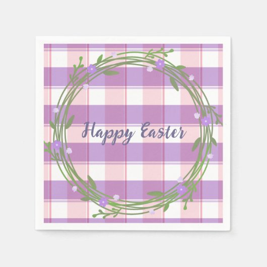 Lavender Floral Wreatroze Check Custom Easter Servet (Voorkant)