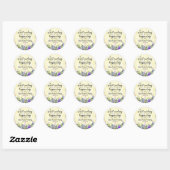 Lavender Floral Yellow Wedding for Envelope Ronde Sticker (Vel)