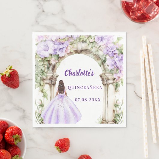 Lavender florals arch dress Quinceanera luncheon Servet (Insitu)