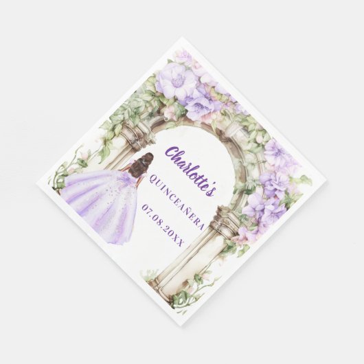 Lavender florals arch dress Quinceanera luncheon Servet (Hoek)