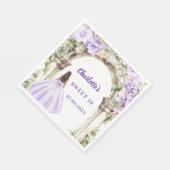 Lavender florals arch dress Sweet 16 luncheon Servet (Hoek)