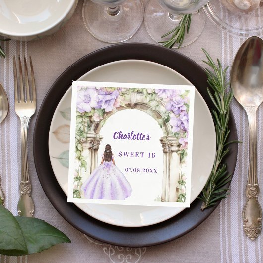 Lavender florals arch dress Sweet 16 Servet