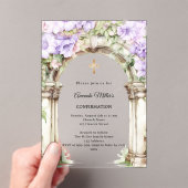 Lavender florals arch girl Confirmation clear Acryl Uitnodigingen (Insitu (Draagbaar))