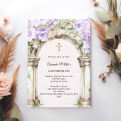 Lavender florals arch girl Confirmation Kaart