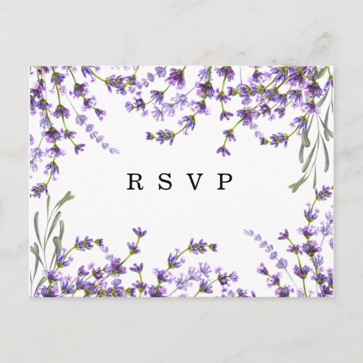lavender florals boho bruiloft rsvp briefkaart (Voorkant)