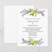 Lavender florals lemons wedding invitation (Voorkant / Achterkant)