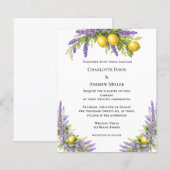 Lavender florals lemons wedding invitation (Voorkant / Achterkant)