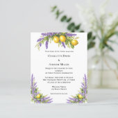 Lavender florals lemons wedding invitation (Staand voorkant)
