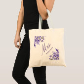 Lavender florals violet script mw naam bruiloft tote bag (Voorkant (product))