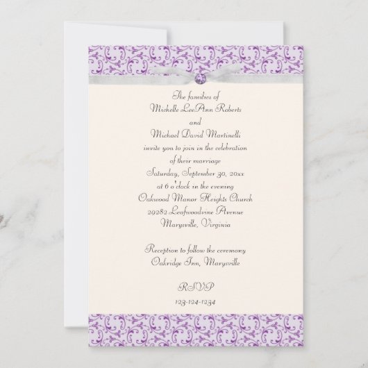 Lavender Florentine Wedding Invitation Kaart (Voorkant)