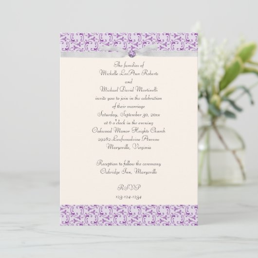 Lavender Florentine Wedding Invitation Kaart (Staand voorkant)